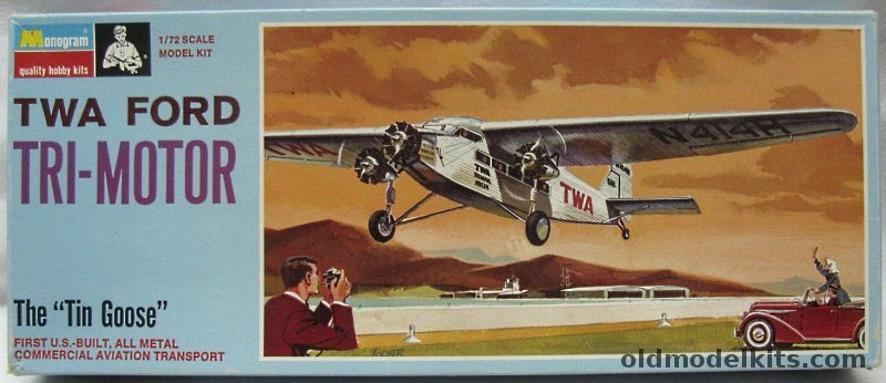 Monogram 1/77 Ford Tri-Motor Tin Goose TWA -  Blue Box Issue, 6811 plastic model kit